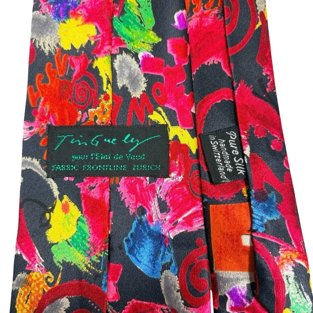 Rare‎ Jean Tinguely 1991 Memorial Silk Tie Fabric Frontline Zurich Swiss Art